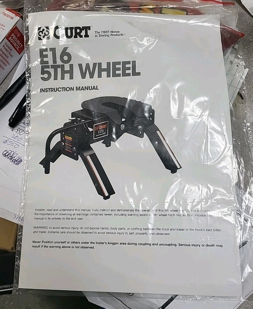 CURT E16 5th Wheel Hitch Fixed Above Bed Rails 16000 Pounds GTW 16115