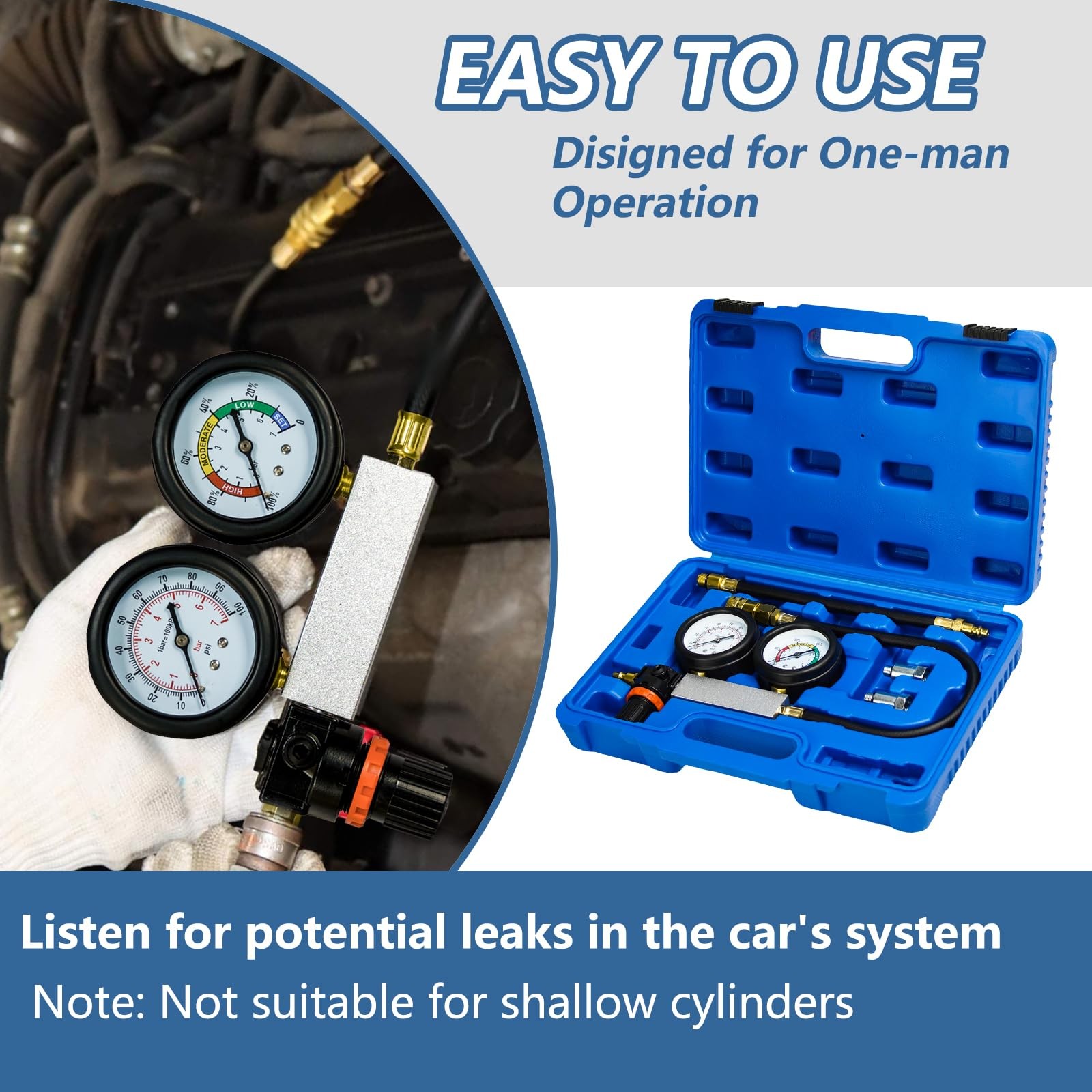 Cylinder Leak Down Tester Kit Compression Leakdown Detector Leakage Test Set …