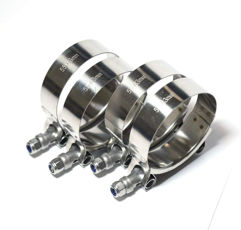 4pcs 55mm-63mm Stainless Steel T-Bolt Clamp Turbo Intake Silicone Hose Clamps