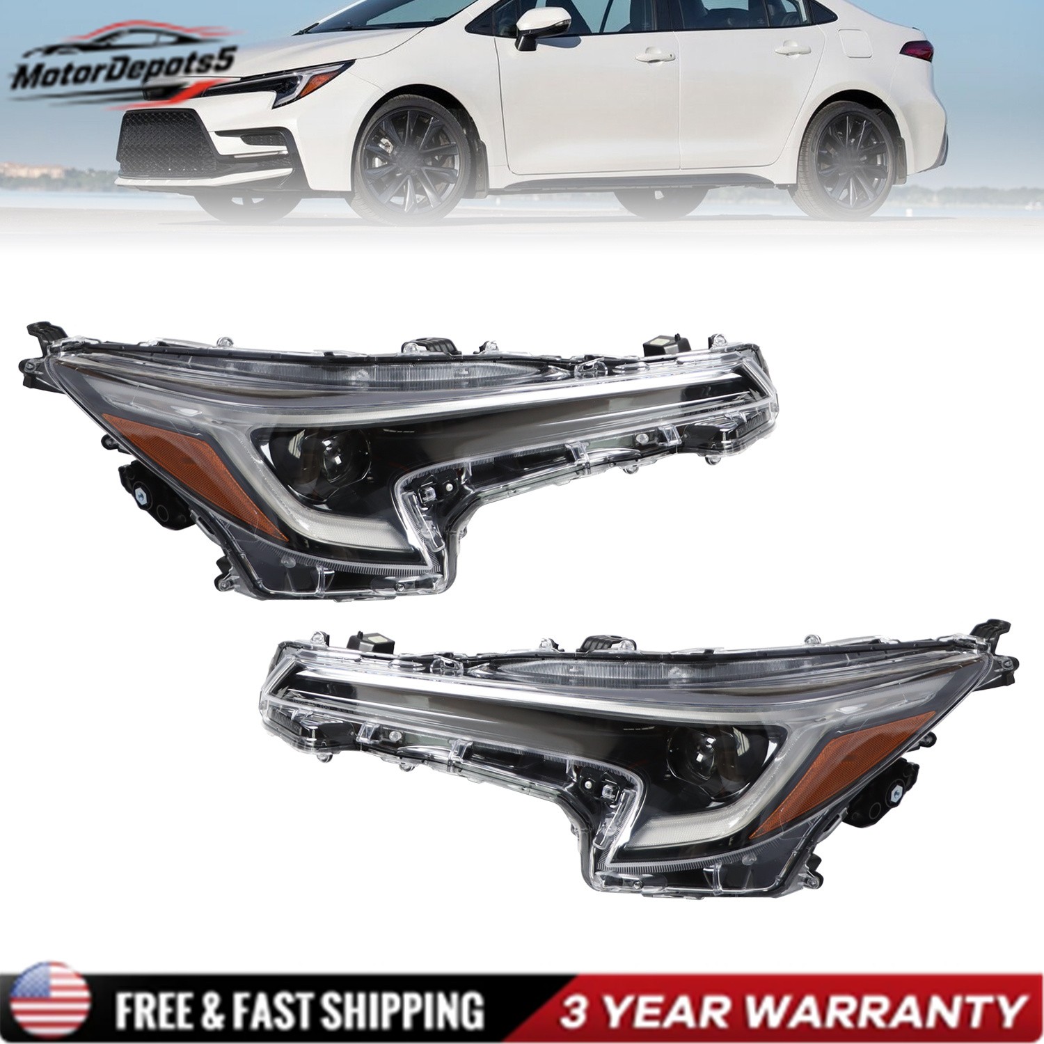 For 2023-2025 Toyota Corolla SE|XSE|XLE LED DRL Projector Headlights Headlamps