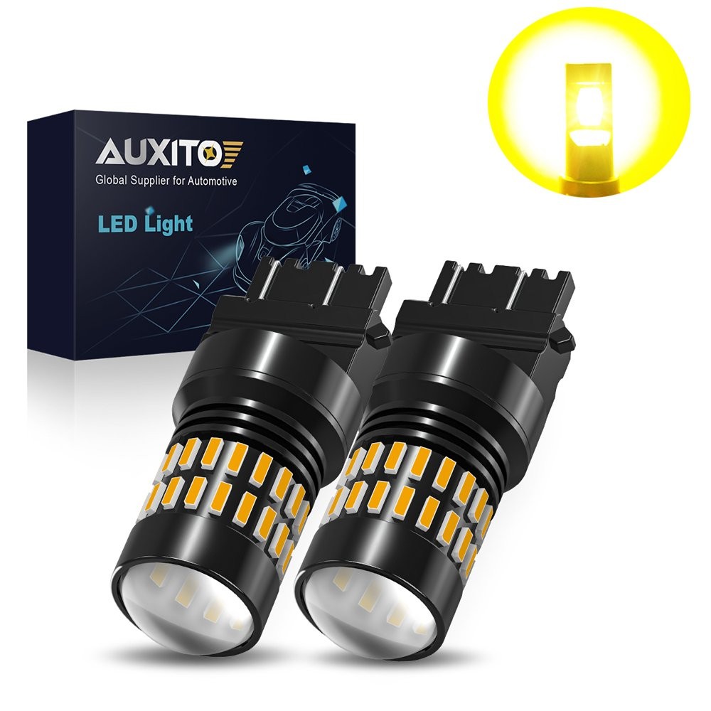 Pair 3157 Amber LED Turn Signal Light Bulb Error Free 4014SMD Chip 3457 4157 12V