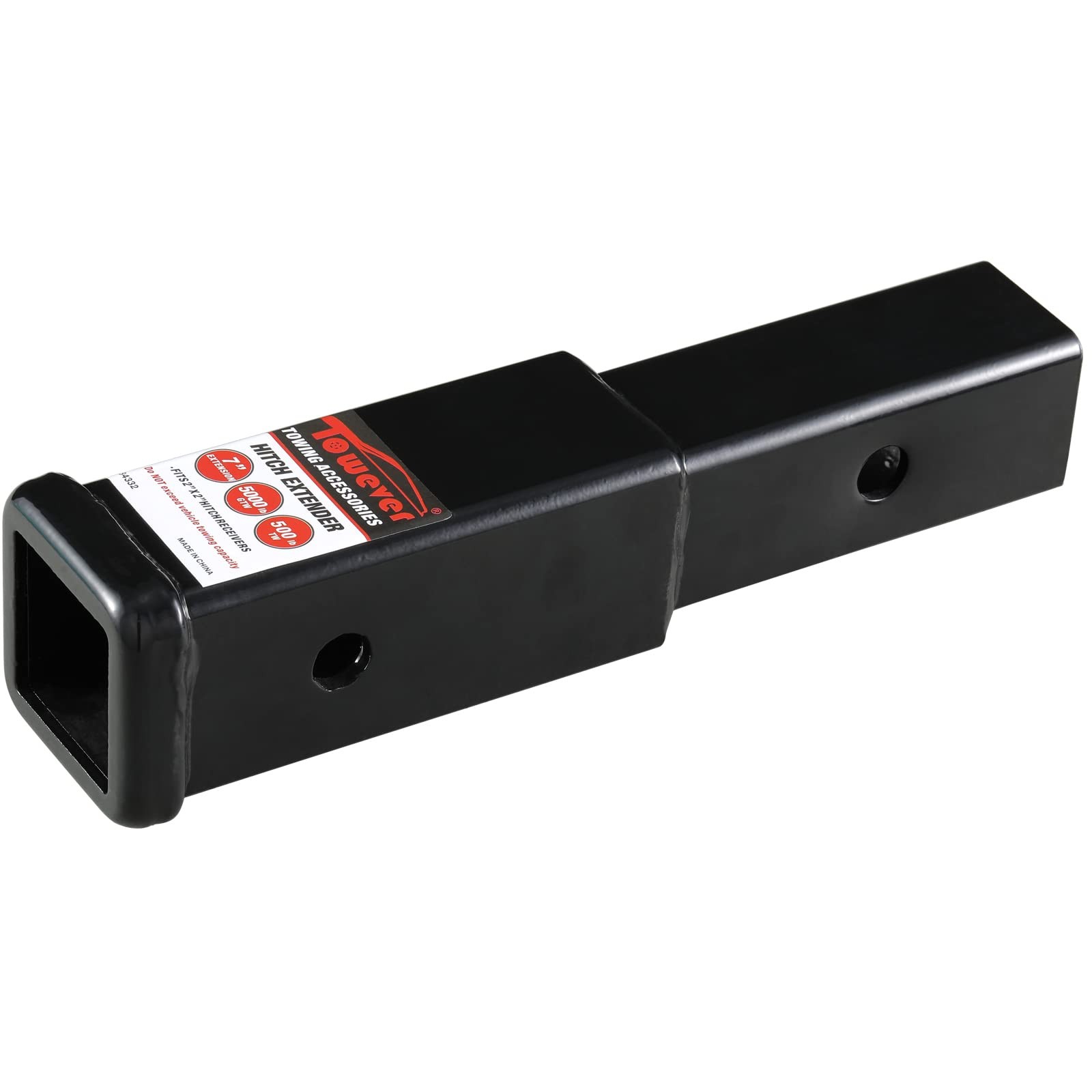 Towever 84332 Trailer Hitch Extender Extension, 7 inches Length, black