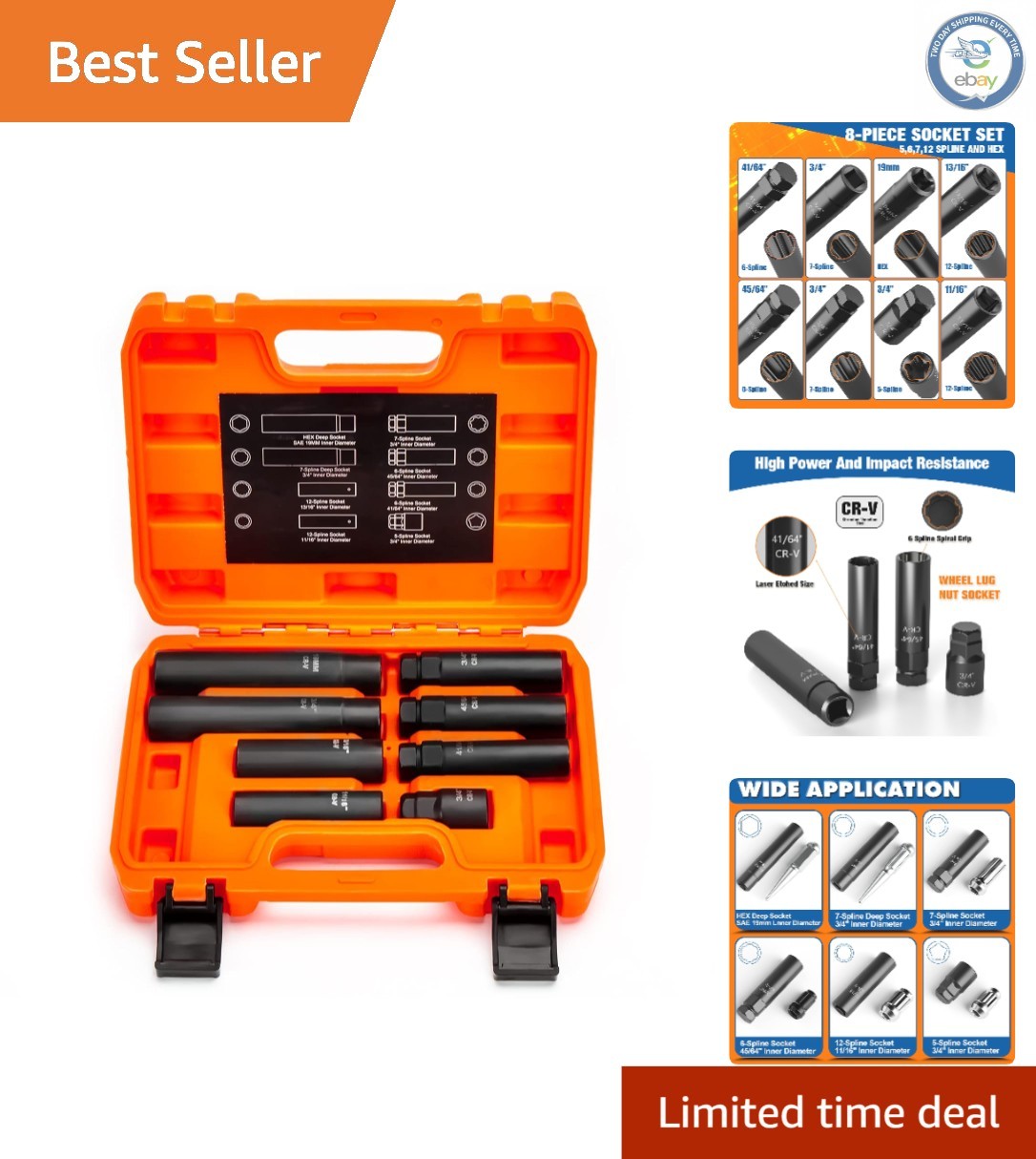 Comprehensive 8-Piece Lug Nut Key and Spline Socket Set for Safe Removal
