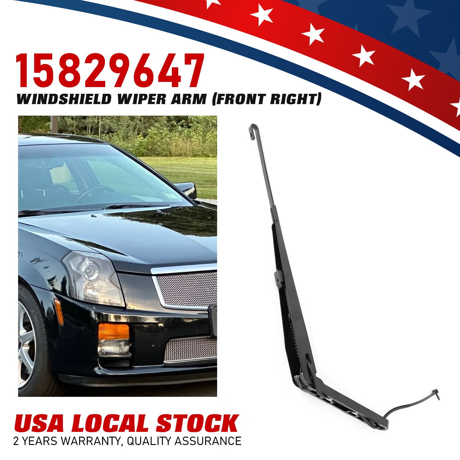 For GMC Sierra 2500 2004 Windshield Wiper Arm | Steel/Plastic/Rubber Matte Black