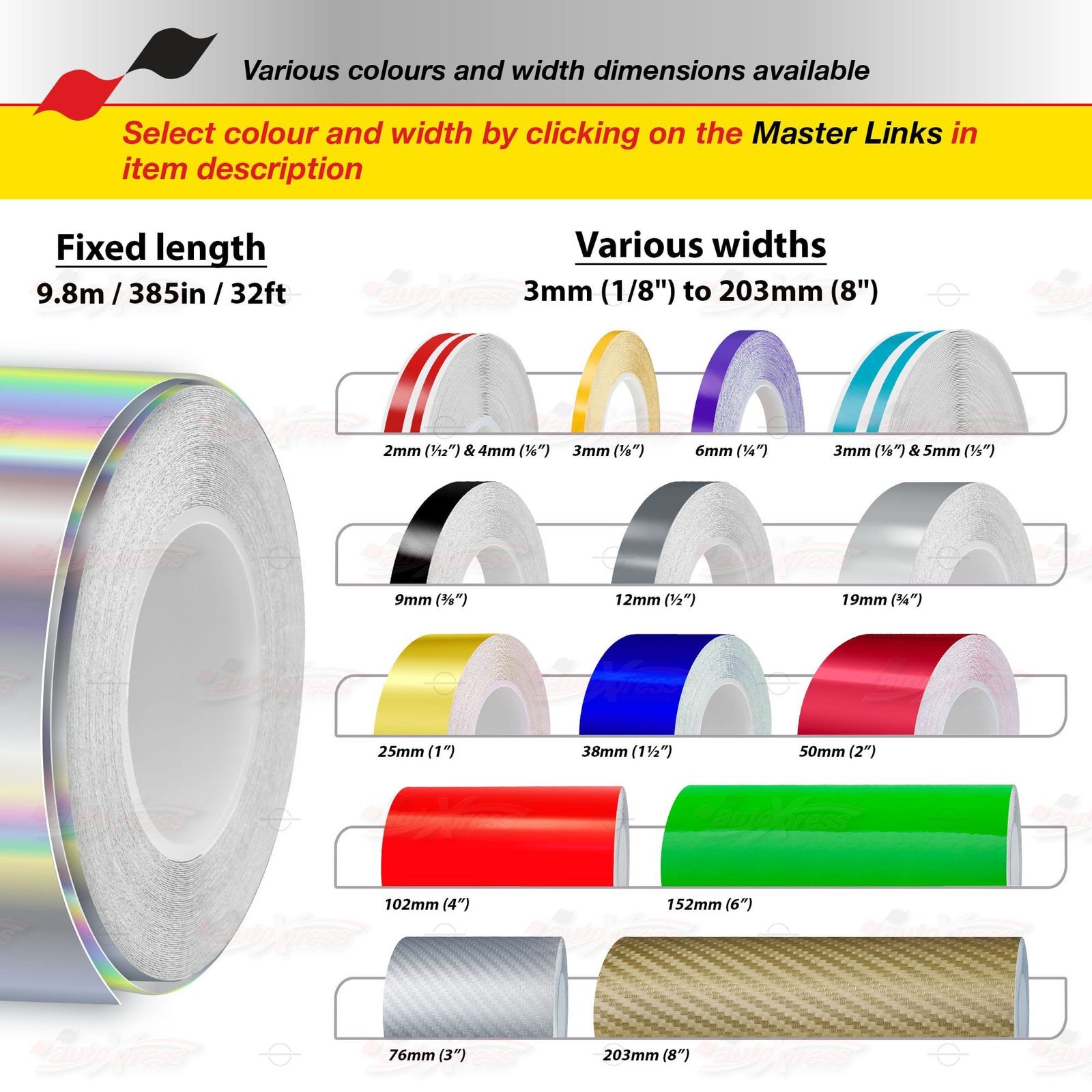 FLUORESCENT RED-ORANGE 2″ 50mm PIN STRIPE Car Striping TAPE Decal Vinyl Sticker