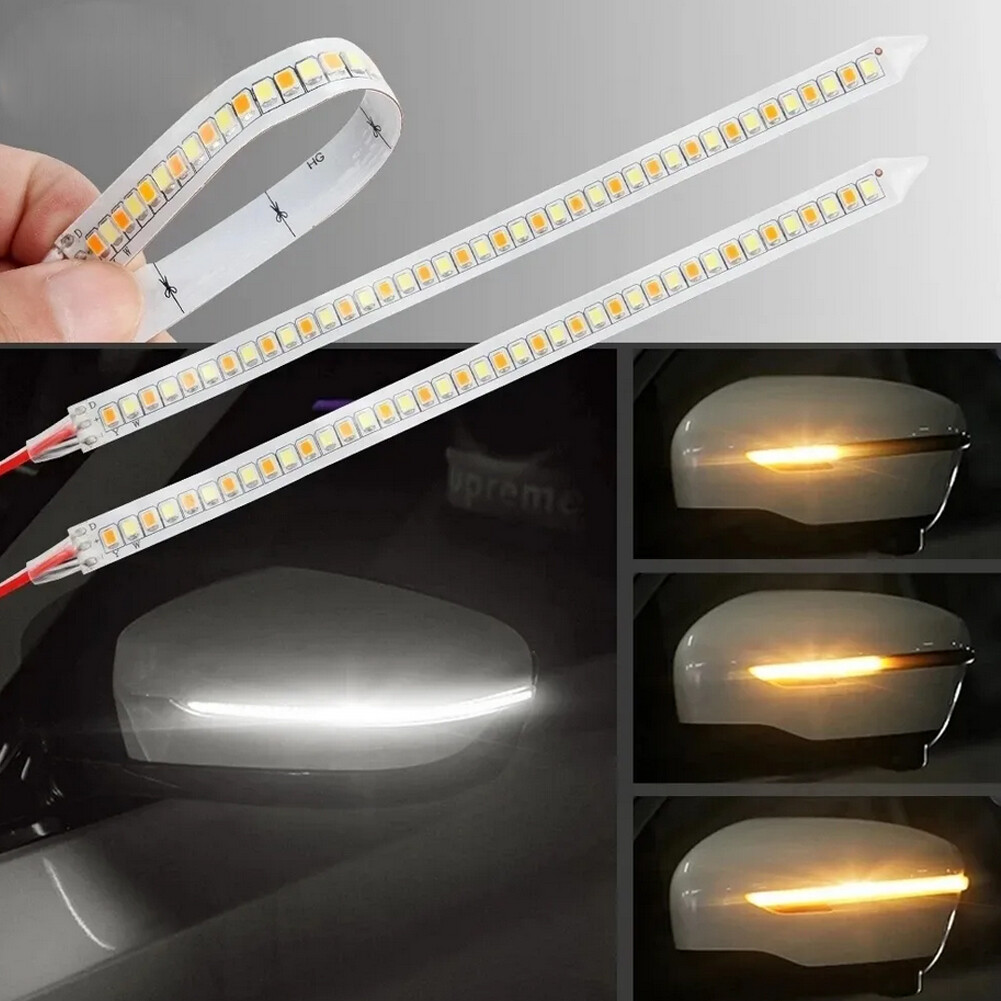 2Pack 14cm LED Car Side Mirror Lamp Strip Turn Signal Indicator w/ Dynamic Light