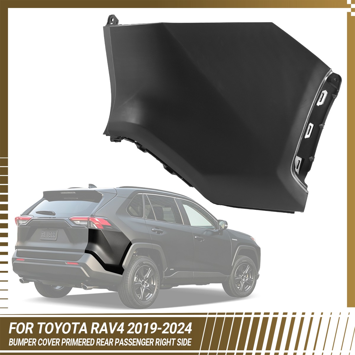 Rear Right Passenger Side Bumper Corner Cover Primed Black For 19-24 Toyota RAV4