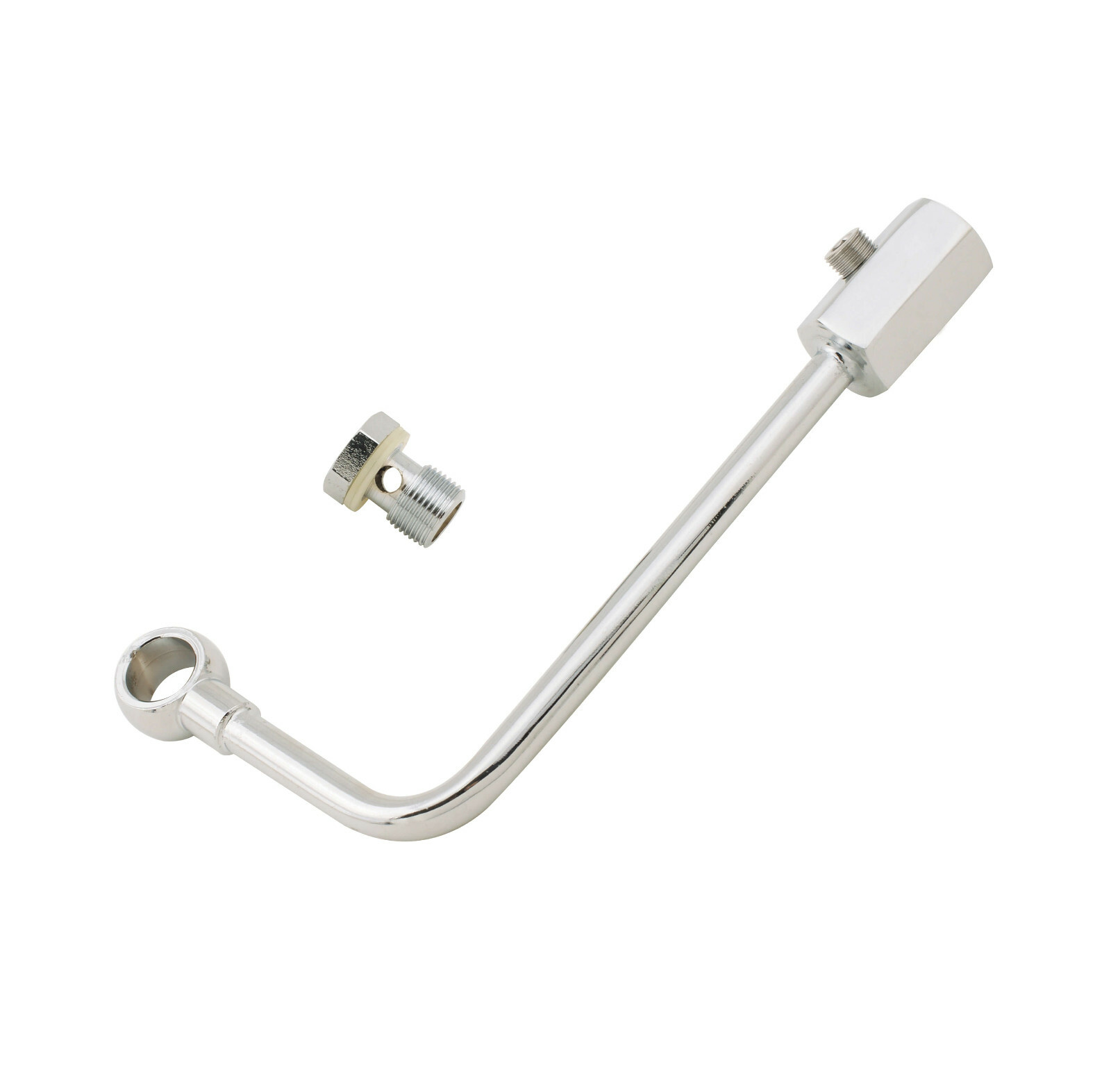 Mr Gasket 29883 Single Feed Chrome Fuel Line Edelbrock / Carter 3/8″ NPT Inlet