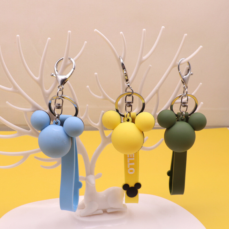 PVC Soft Silicone Rubber Cute Cartoon Mickey Head Keychain for Key or Decoration