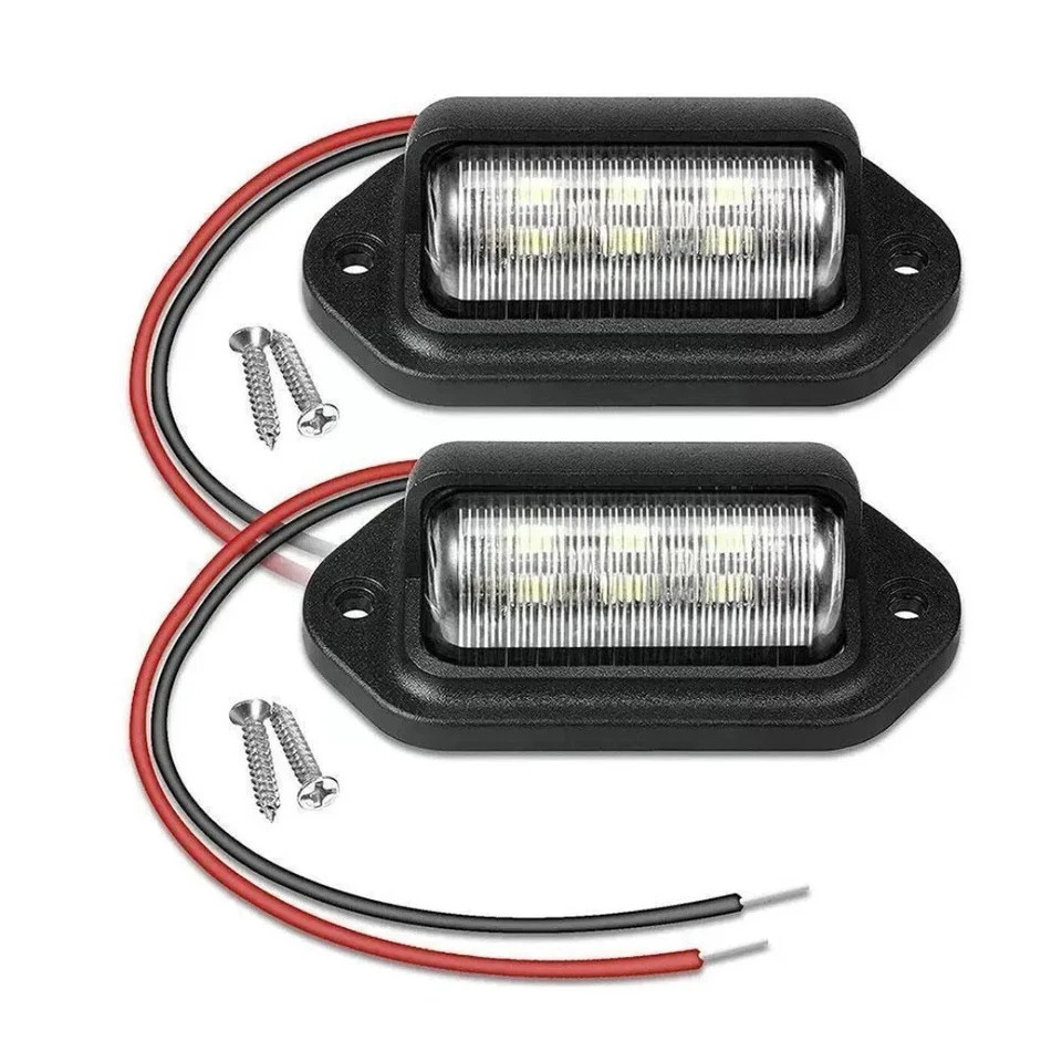 2PCS LED License Plate Light Tag Lamps Assembly Replacement for Truck Trailer RV