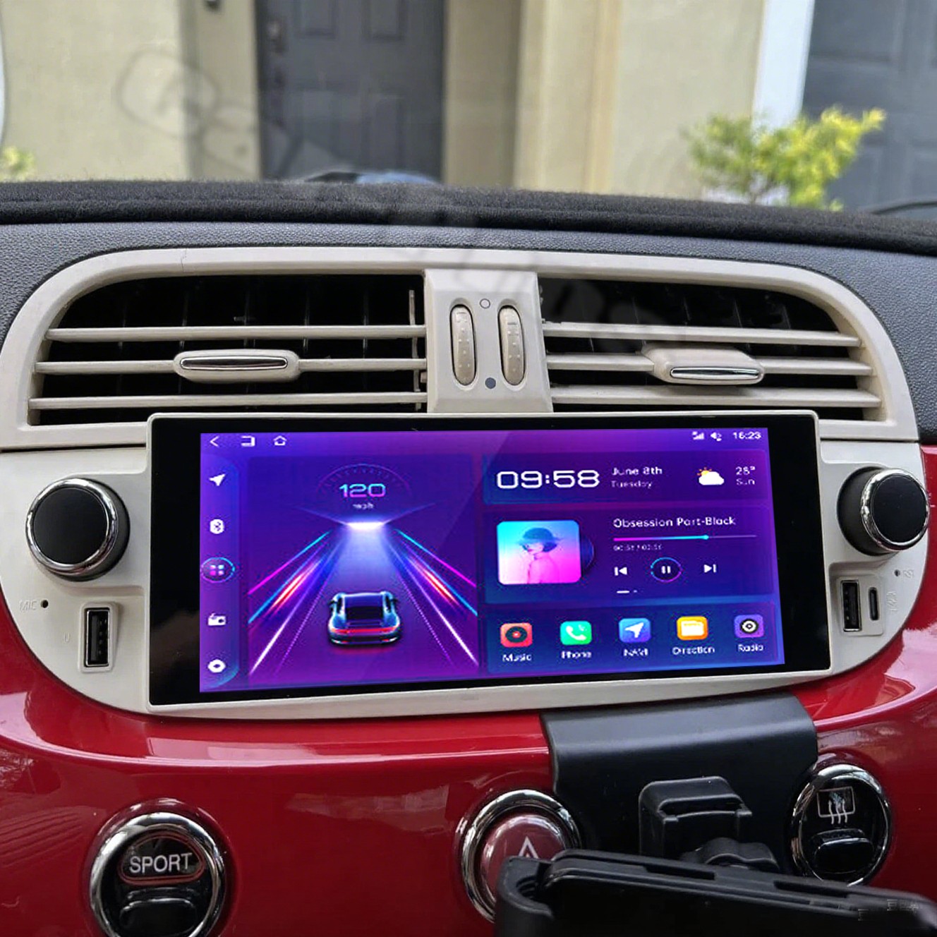 Apple Carplay For Fiat 500 2007-2018 Android 14 Car Stereo Radio GPS Navi + Cam