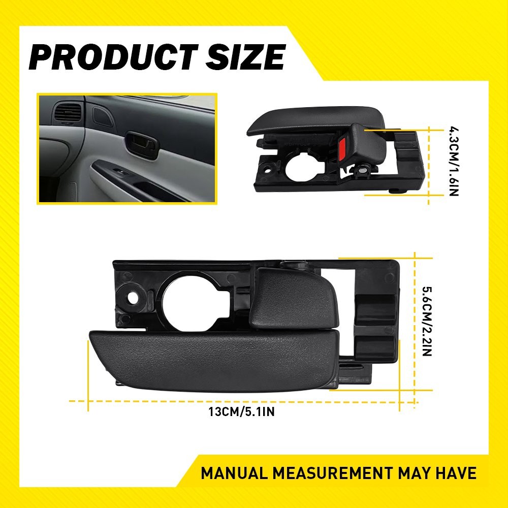 2Pcs Front Interior Door Handles Black For 06-2011 Hyundai Accent LH & RH 2-20x