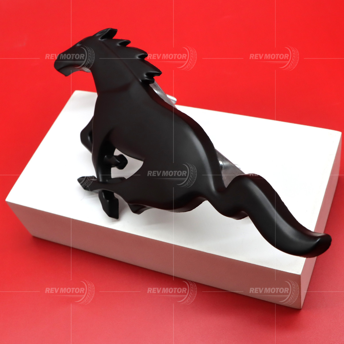 8″ Front Grille Emblem For Mustang Running Horse Matte Black Metal Badge