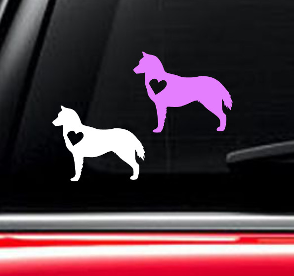 Siberian Husky Dog with heart car decal