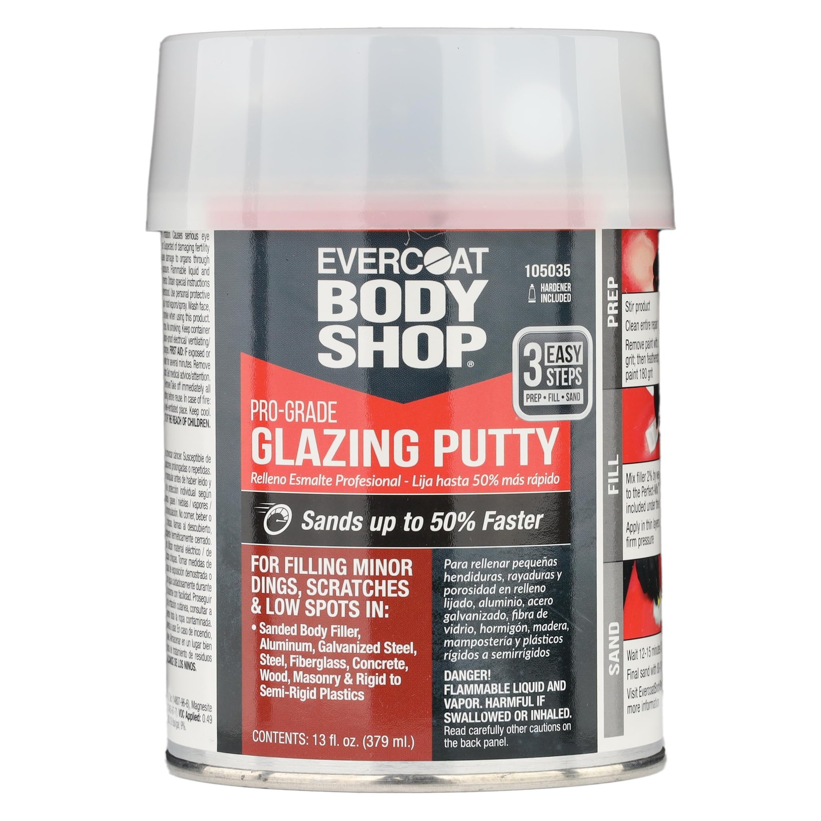 Evercoat Pro-Grade Glazing Putty, 13 Fl Oz for Dings Scratches
