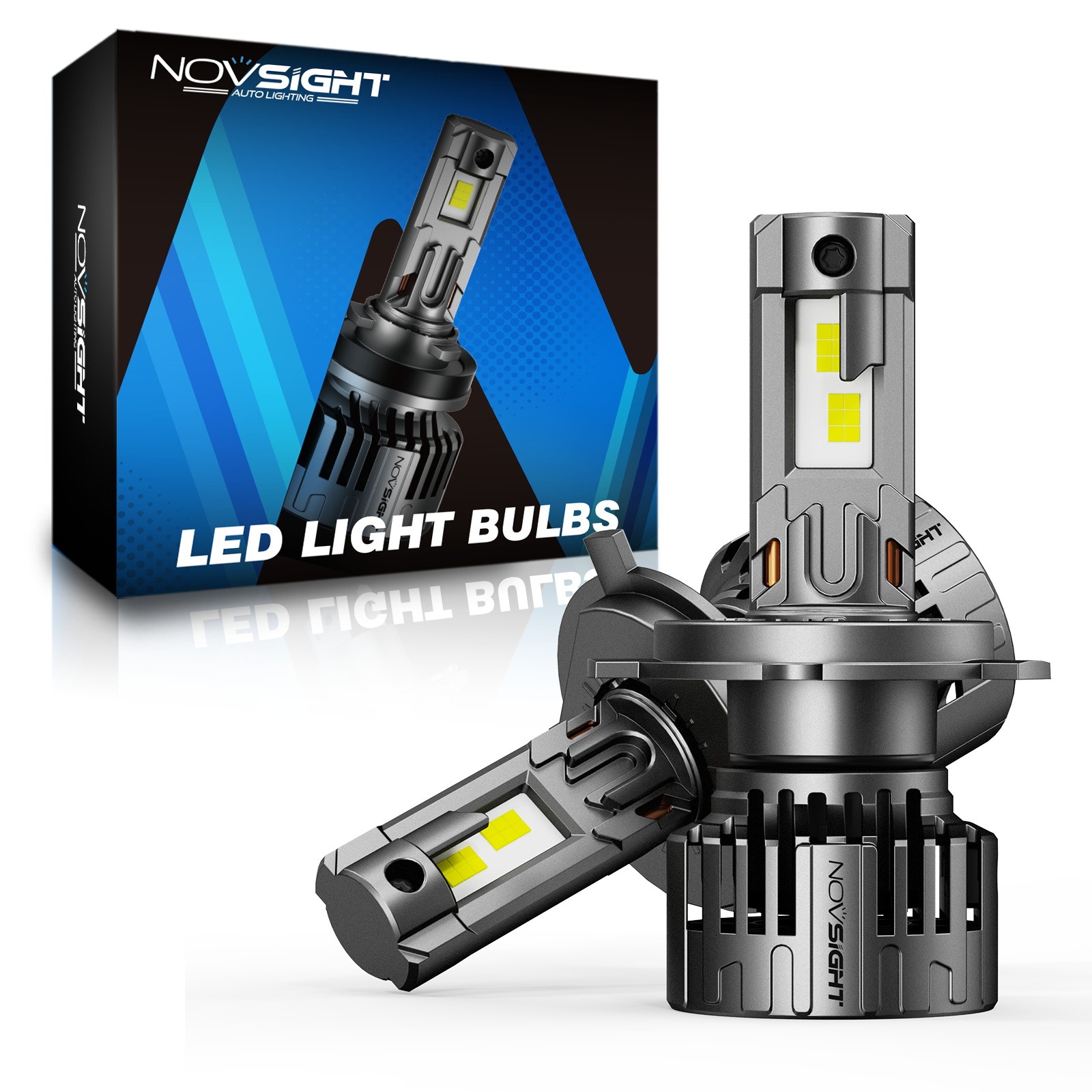 NOVSIGHT 130W 28000LM H4 LED Headlight Bulbs Kit High Low Beam 6500K Super White