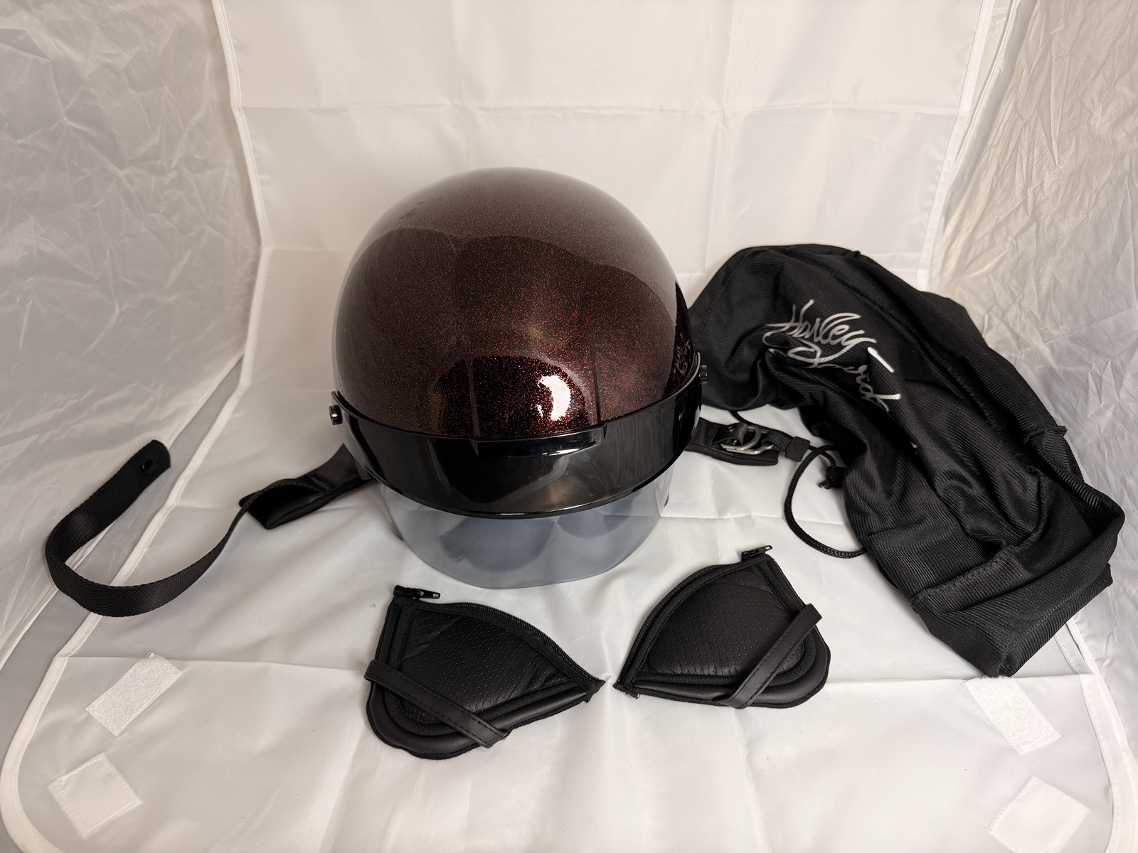 Harley-Davidson Paramount Half Helmet Red Flake Finish with Visor – Size-Medium