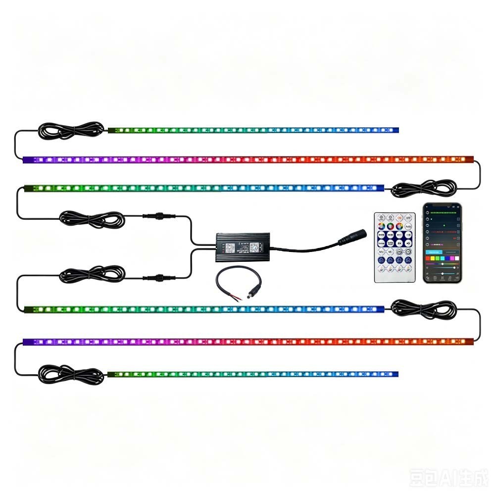 APP Music Multicolor Dream RGB Car Truck chassis LED Neon Strip Lights 6PCS