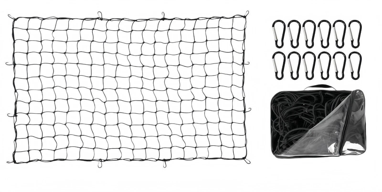 Truck Bed Black Cargo Net Elastic 4’x6′ Stretches to 8’x12′ For Nissan Frontier