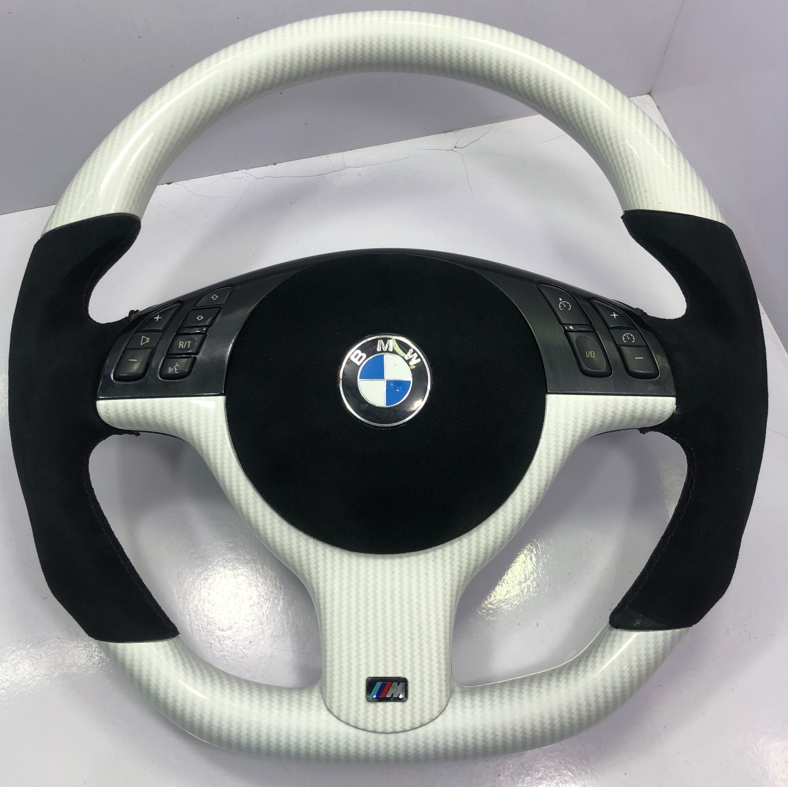 BMW E60 E61 E63 E64 M Sport White Carbon Fiber Alcantara Steering Wheel | AUTO