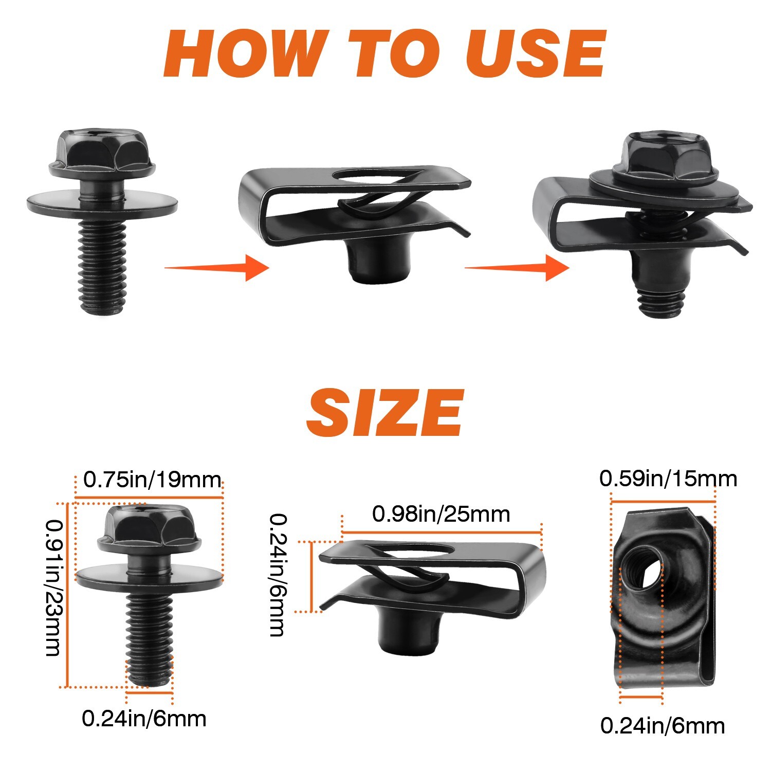 For Toyota Tacoma Truck Pickup Mud Flaps Mounting M6 Bolt Screws U-nuts Clips