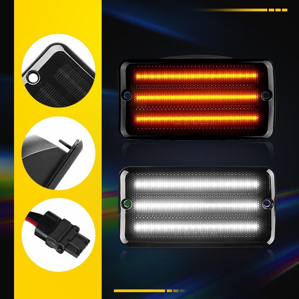 For Jeep Wrangler TJ 1997-2006 Smoked Bumper Signal Fender Side Marker Light 4PC