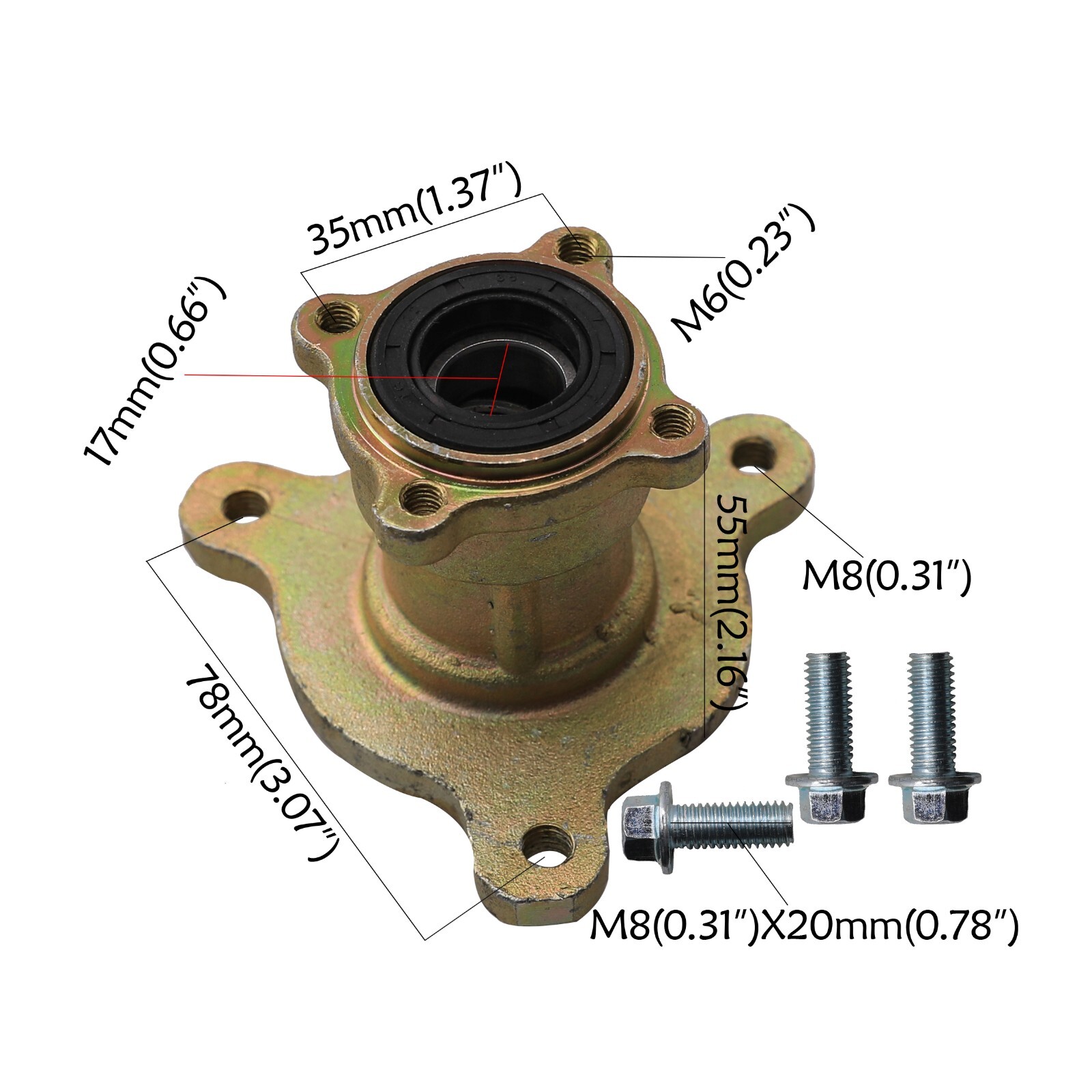 1 Pair Of 17mm 0.67” Front Wheel Hub & Bearing Bolts For ATV Quad Go Kart Buggy