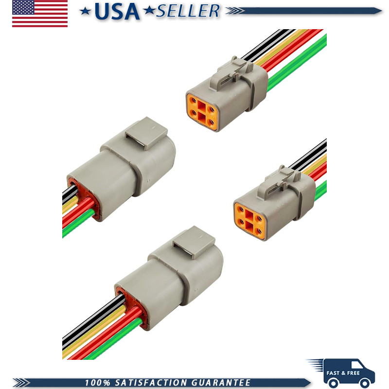 10AWG 4 Pin DTP Waterproof Electrical Connector Heavy Duty 2 Pack, WaSize: 4 Pin