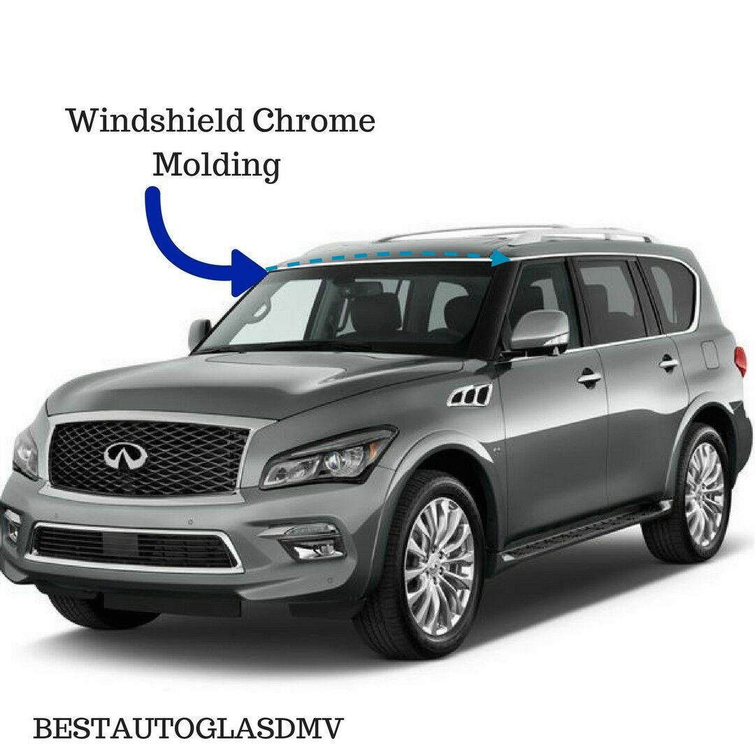 Fits 2011-2018 Infinity QX56 & QX80 Top Chrome Windshield Molding Clips Included