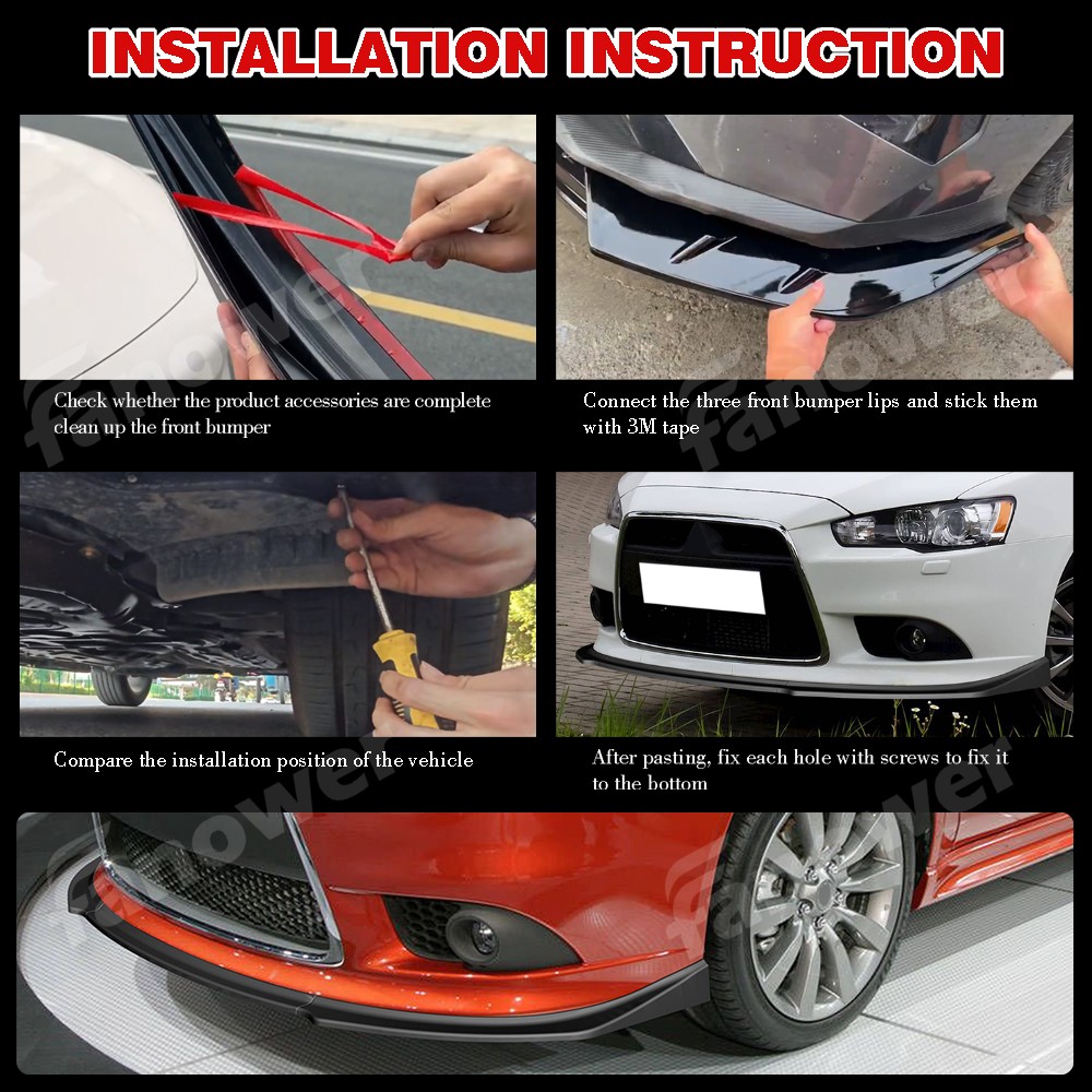 Painted White Front Bumper Splitter Spoiler For Mitsubishi Lancer GT GTS 2009-15