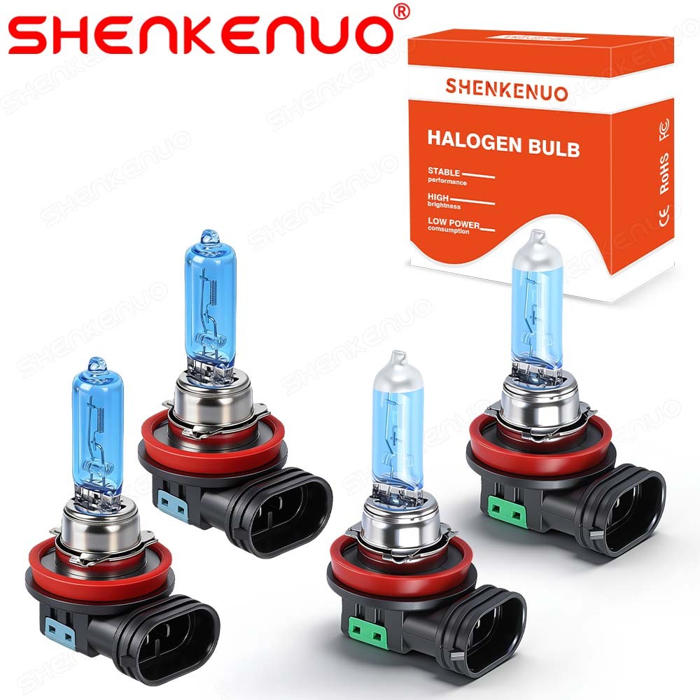 4x H9 H11 Halogen Headlight Bulb Kit High/Low Beam Super Bright 4200K Warm White