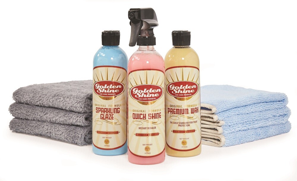 Golden Shine Car Care Wipe & Shine Auto Detailing Kit w Microfiber Towels GS-WSK