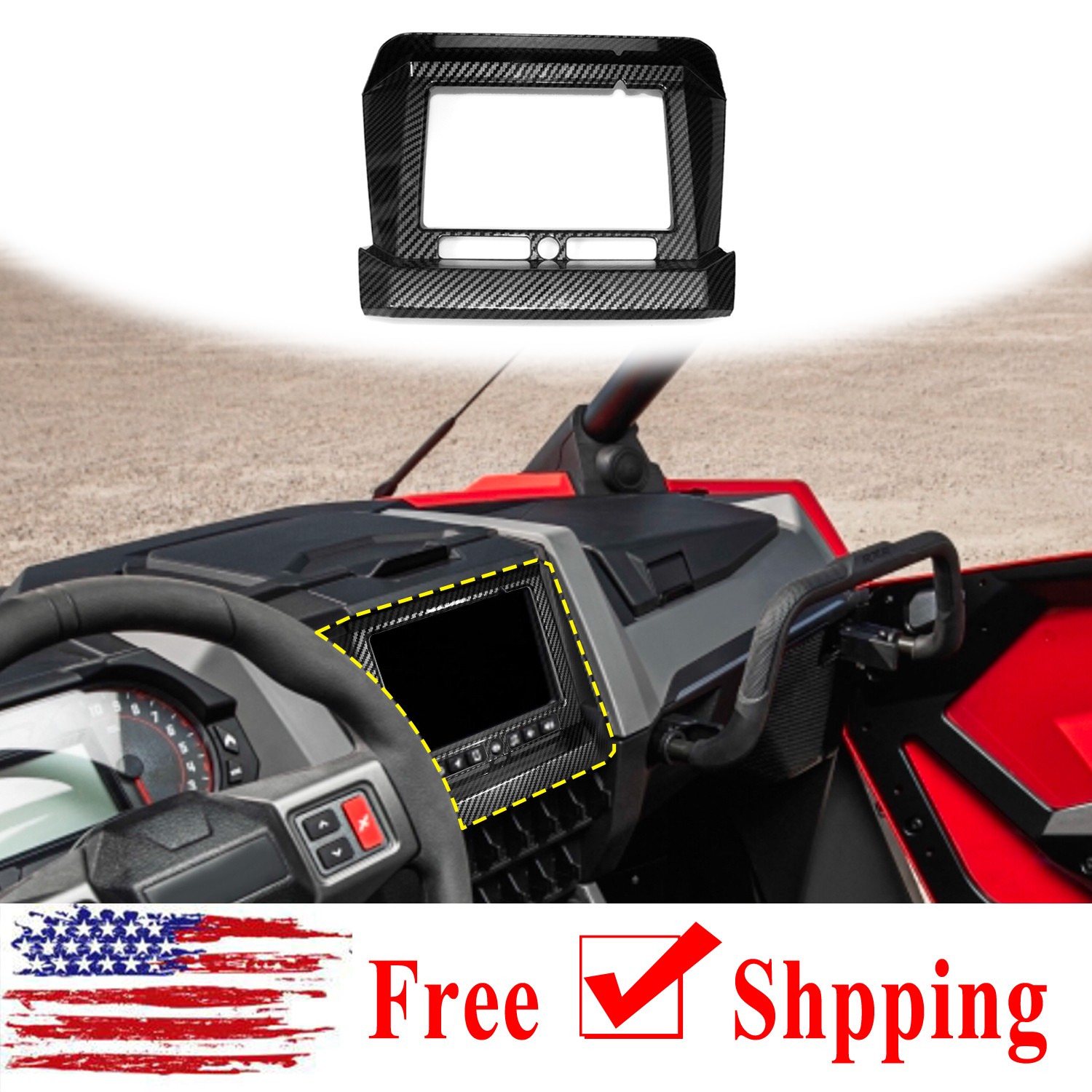 1X Carbon Central Control Navigation Panel Frame Cover For Polaris RZR PRO 2020+