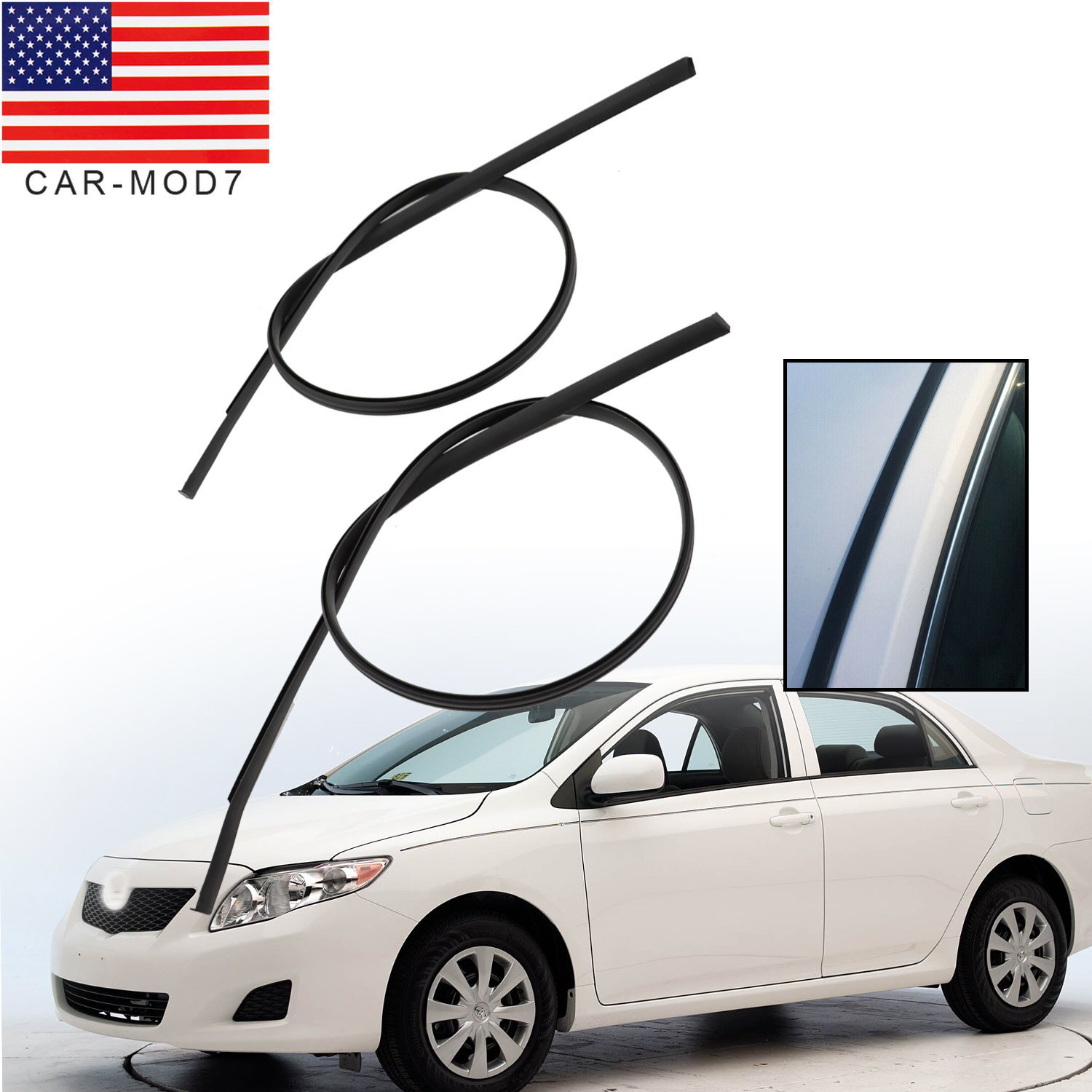 For 2009-2013 Toyota Corolla 2PCS Roof Drip Molding Trim Left & Right Side Black