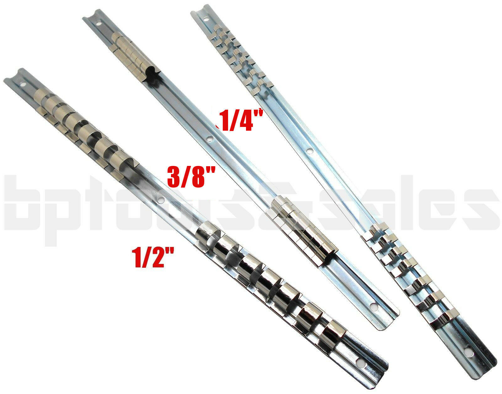 3PC Socket Storage Holder Organizer Rail Rack 1/4″ 3/8″ 1/2″ Wall Mounted Steel