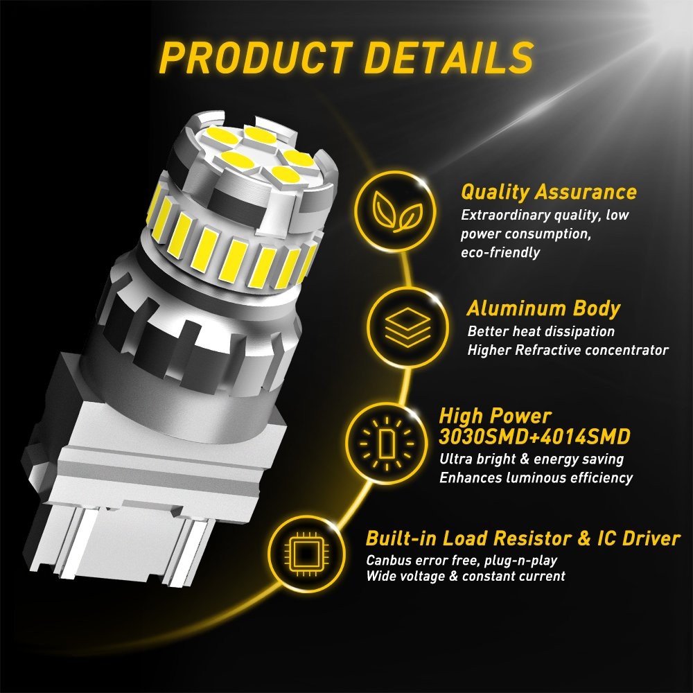 2x 3157 3156 LED Reverse Backup Turn Signal Light Bulbs 2400LM 6500K White