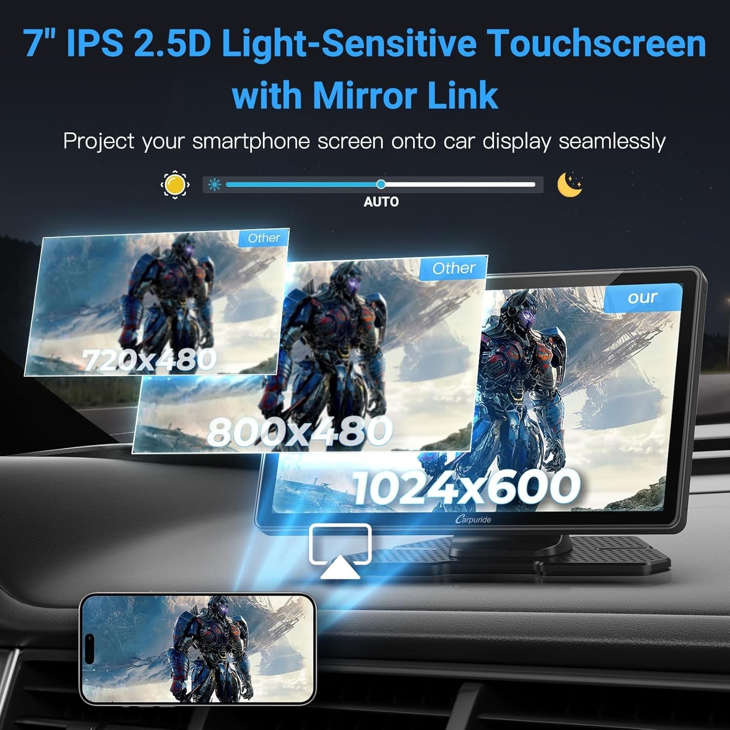 Carpuride W703 Wireless CarPlay Android Auto 4K Front Camera Super Link Stereo