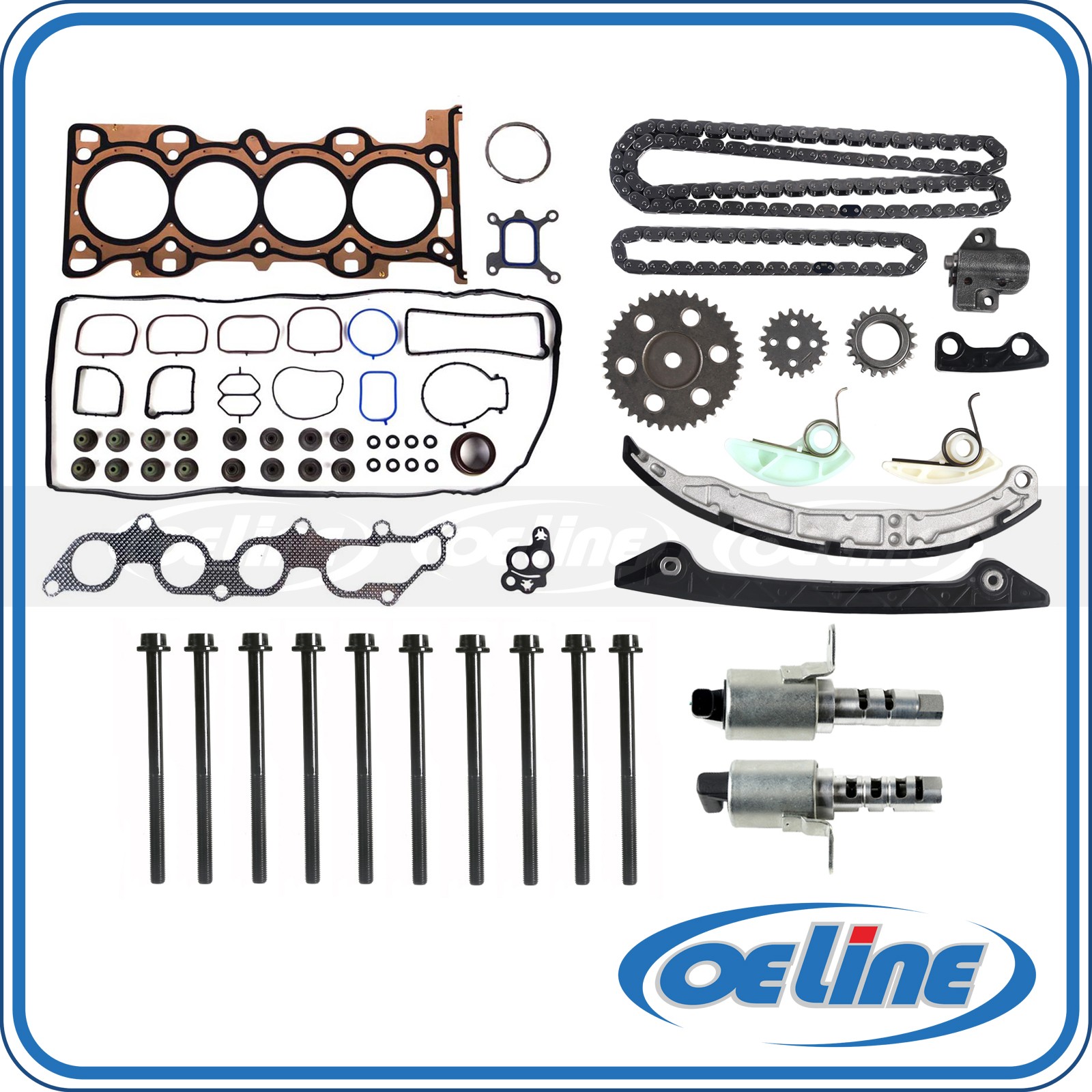 Timing Chain Kit Solenoid Head Gasket Bolts Set for 2006-2009 Ford Mercury 2.3L