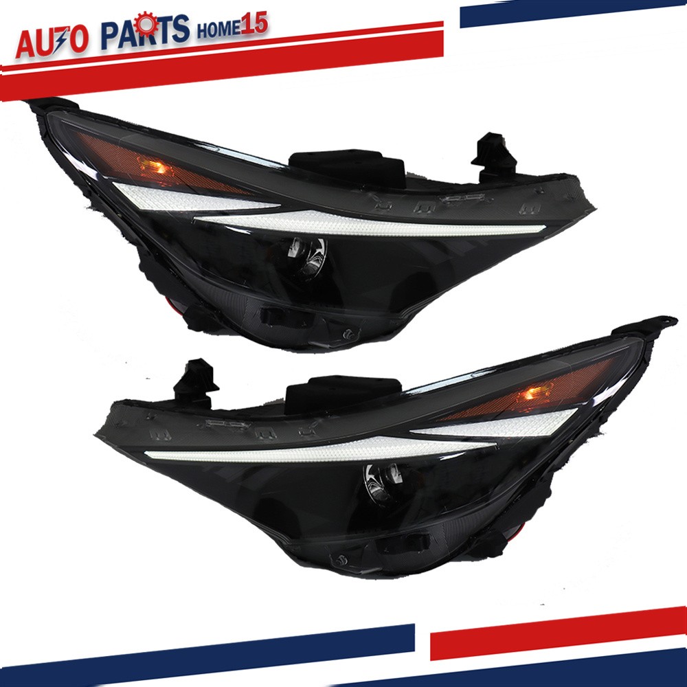 Pair Fit For Hyundai Elantra 2021-2022 Headlight Halogen W/LED DRL Replacement