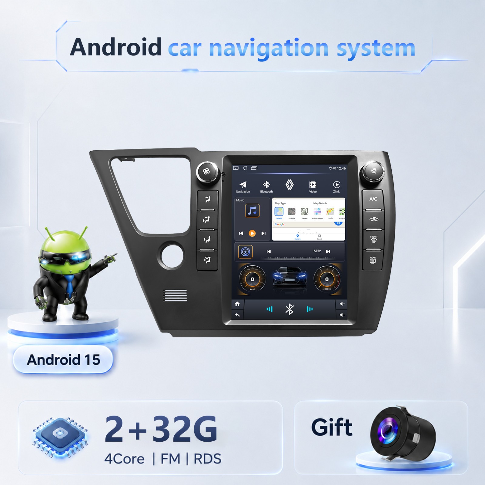 For 2012-2015 Honda Civic Android 14.0 Car Stereo Radio Apple Carplay GPS Player