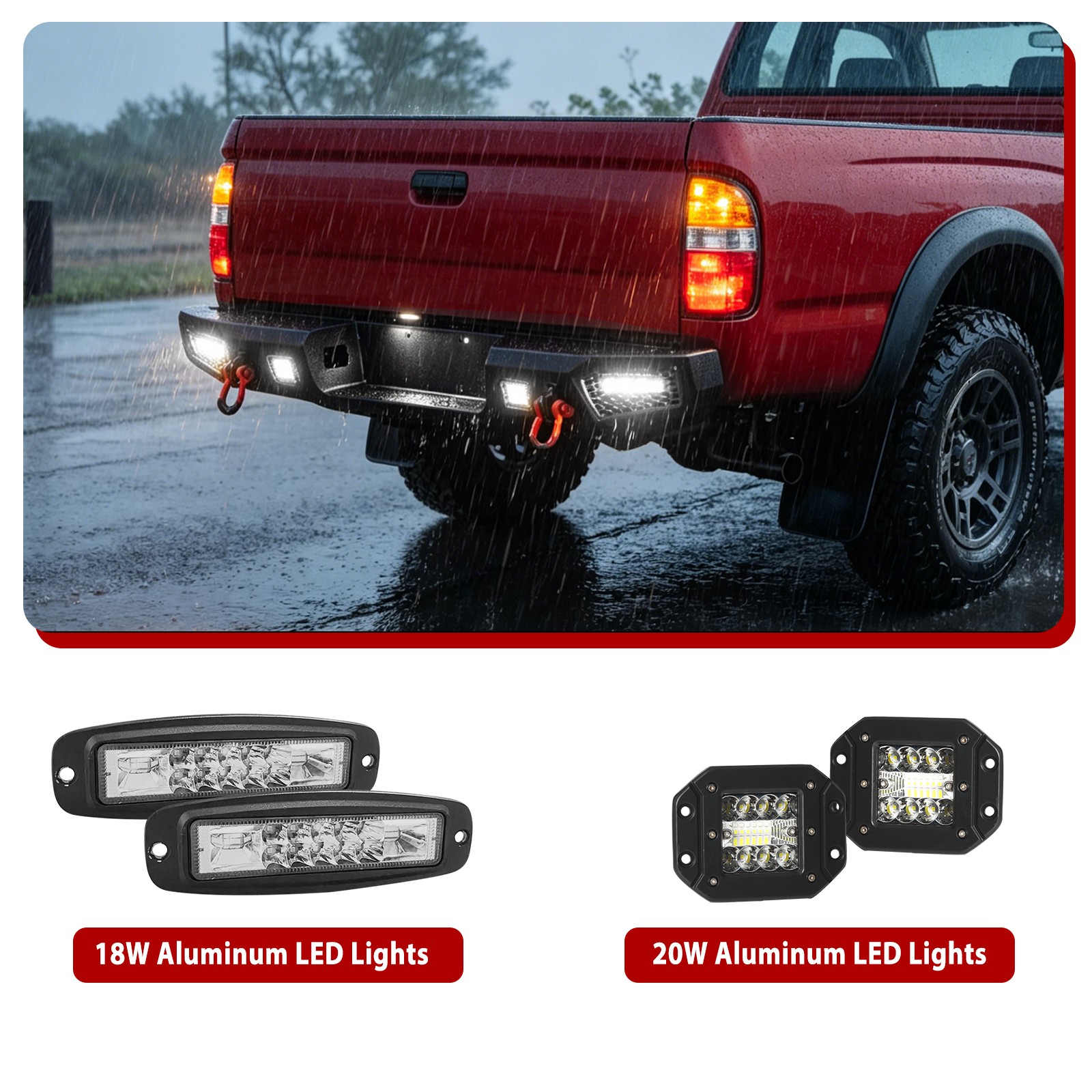 Aaiwa For 1995-2004 Toyota Tacoma Front/Rear Bumper W/Winch Plate&LED Lights