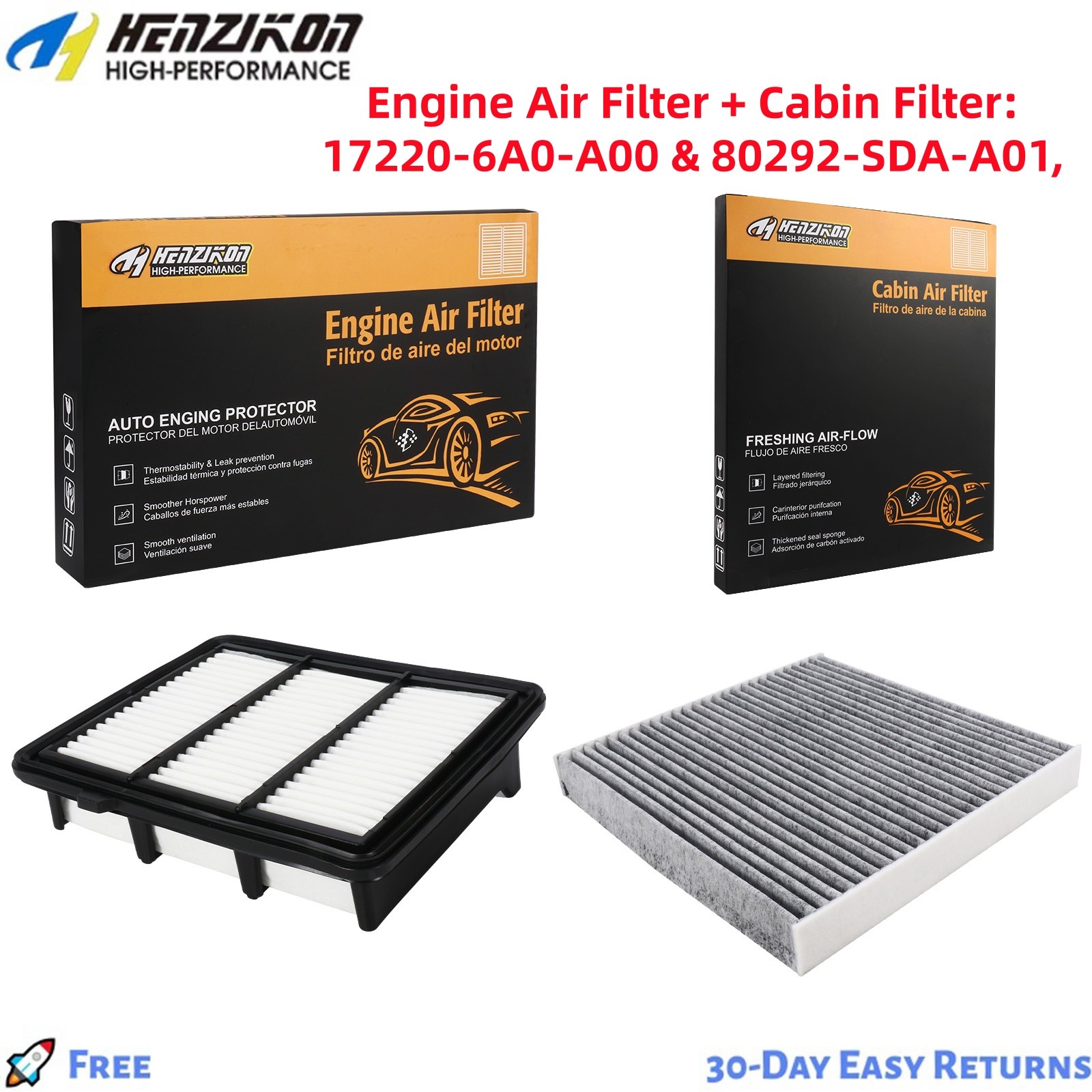 NewEngine and Carbonized Cabin Air Filter Fits Honda Accord 1.5L only 2018-2022