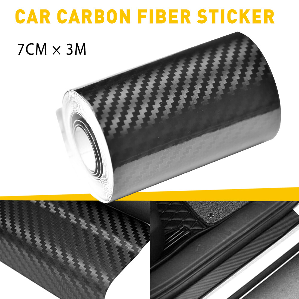 10FT Anti Scratch Tape Carbon Fiber Car Black Sticker Protector Strip Sill Door