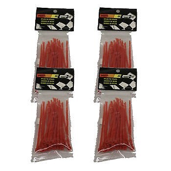 100 – Mr Gasket 4″ Nylon Plastic Zip Tie Wraps Tie-Wraps Straps Reusable – Red