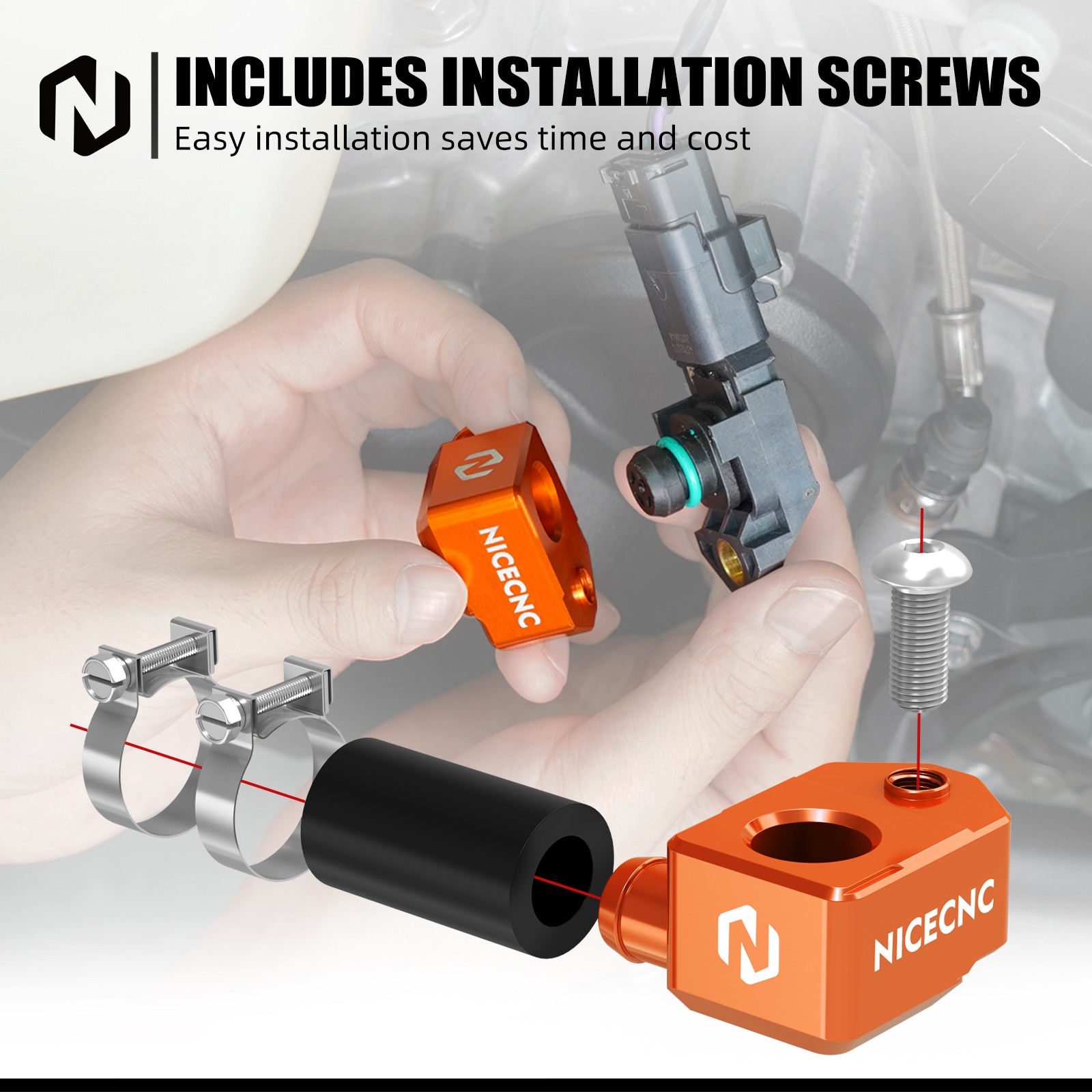 NICECNC TBI Crankcase Pressure Sensor Holder For KTM 125 250 300 SX XC 2023-2026