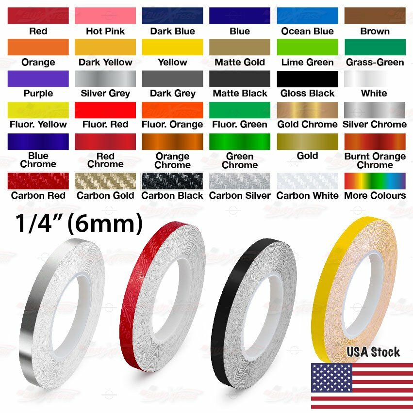 1/4″ Roll Vinyl Pinstriping Pin Stripe Solid Line Car Tape Decal Stickers 6mm