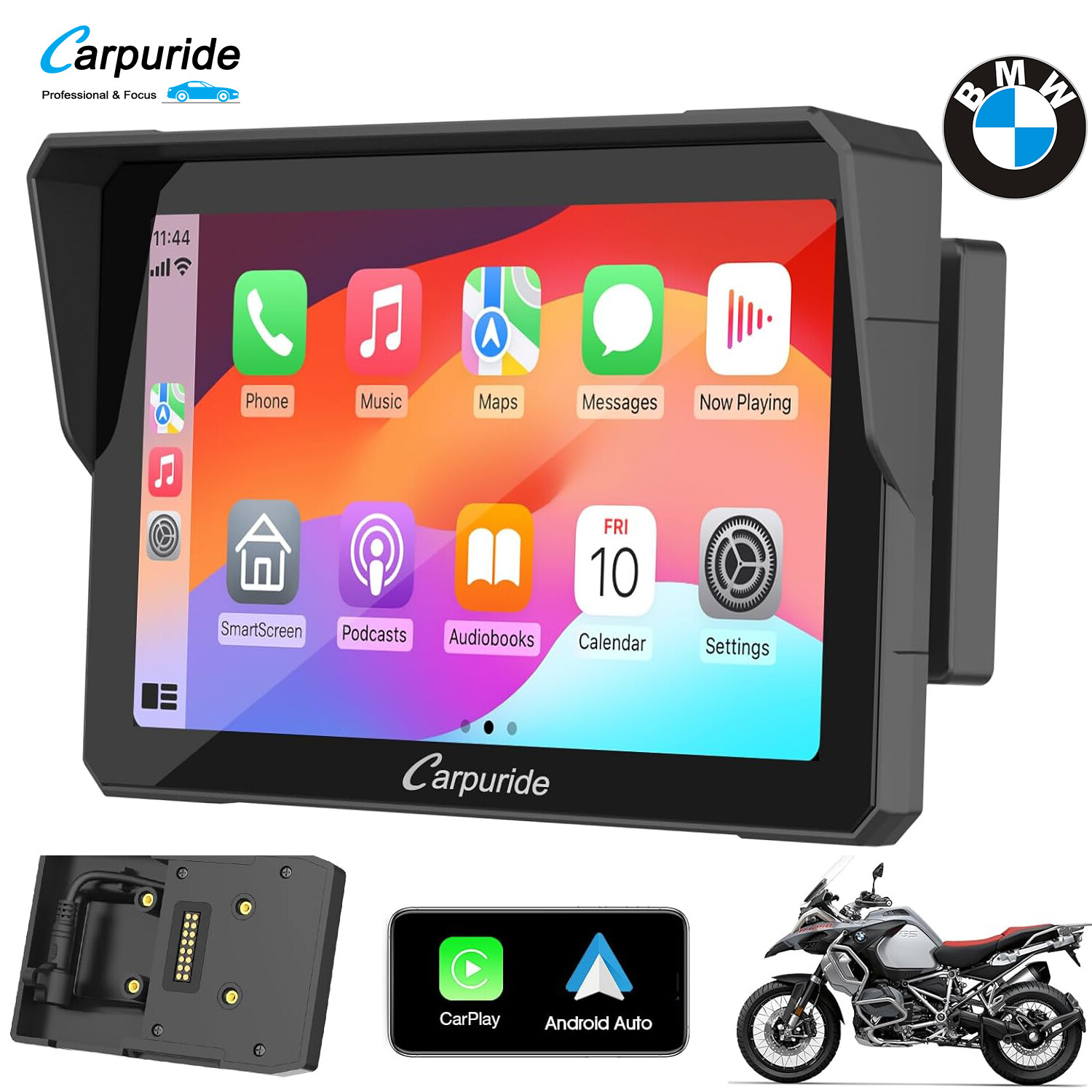 Carpuride W702B Wireless Carplay Android Auto Waterproof Screen GPS For BMW Moto
