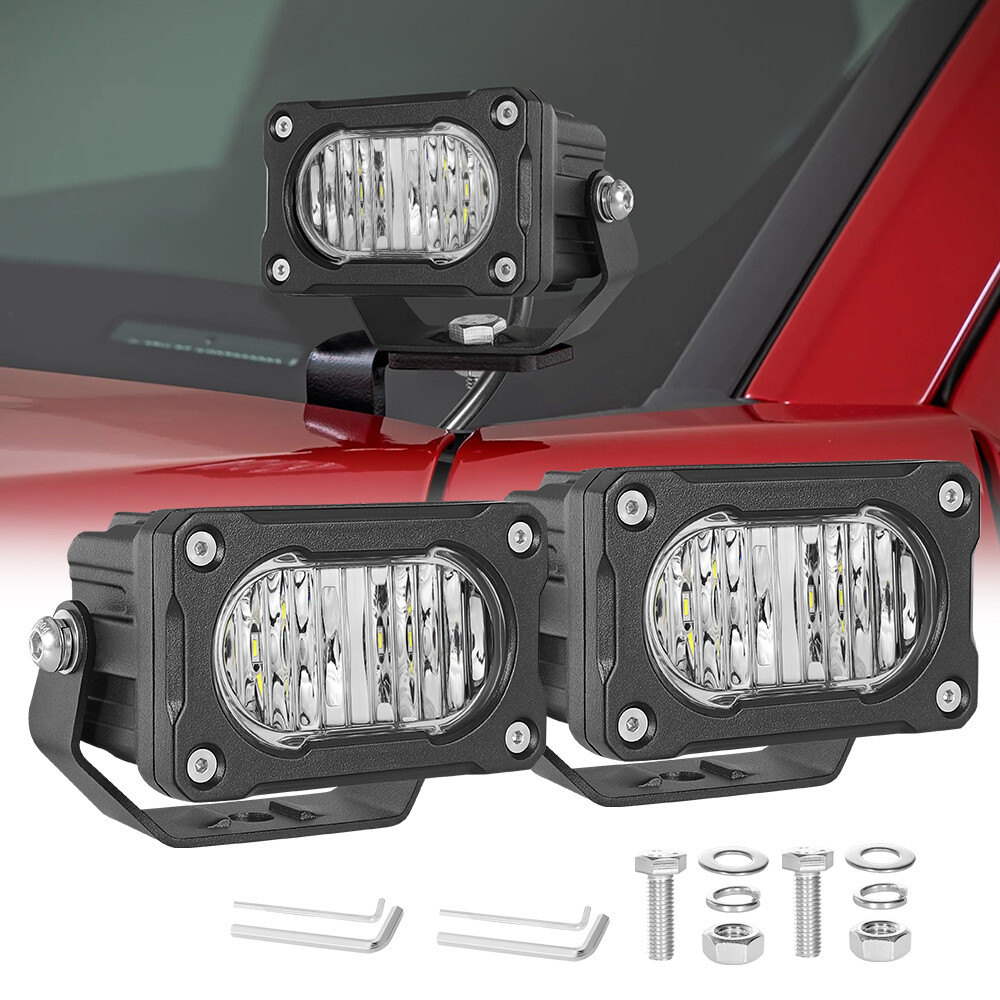 2Pcs 3inch Cube LED Work Lights Auxiliary Lights Flood Wide Cornering Truck 4WD