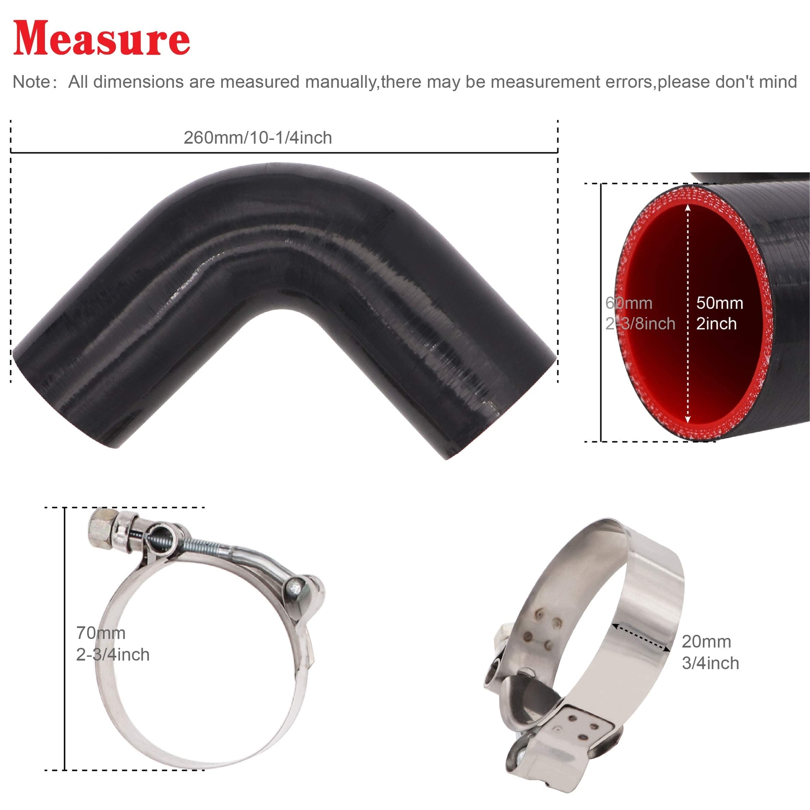 90 Degree Elbow Coupler Silicone Hose 4-Ply 2-inch51mm for Turbo/Intercooler/…
