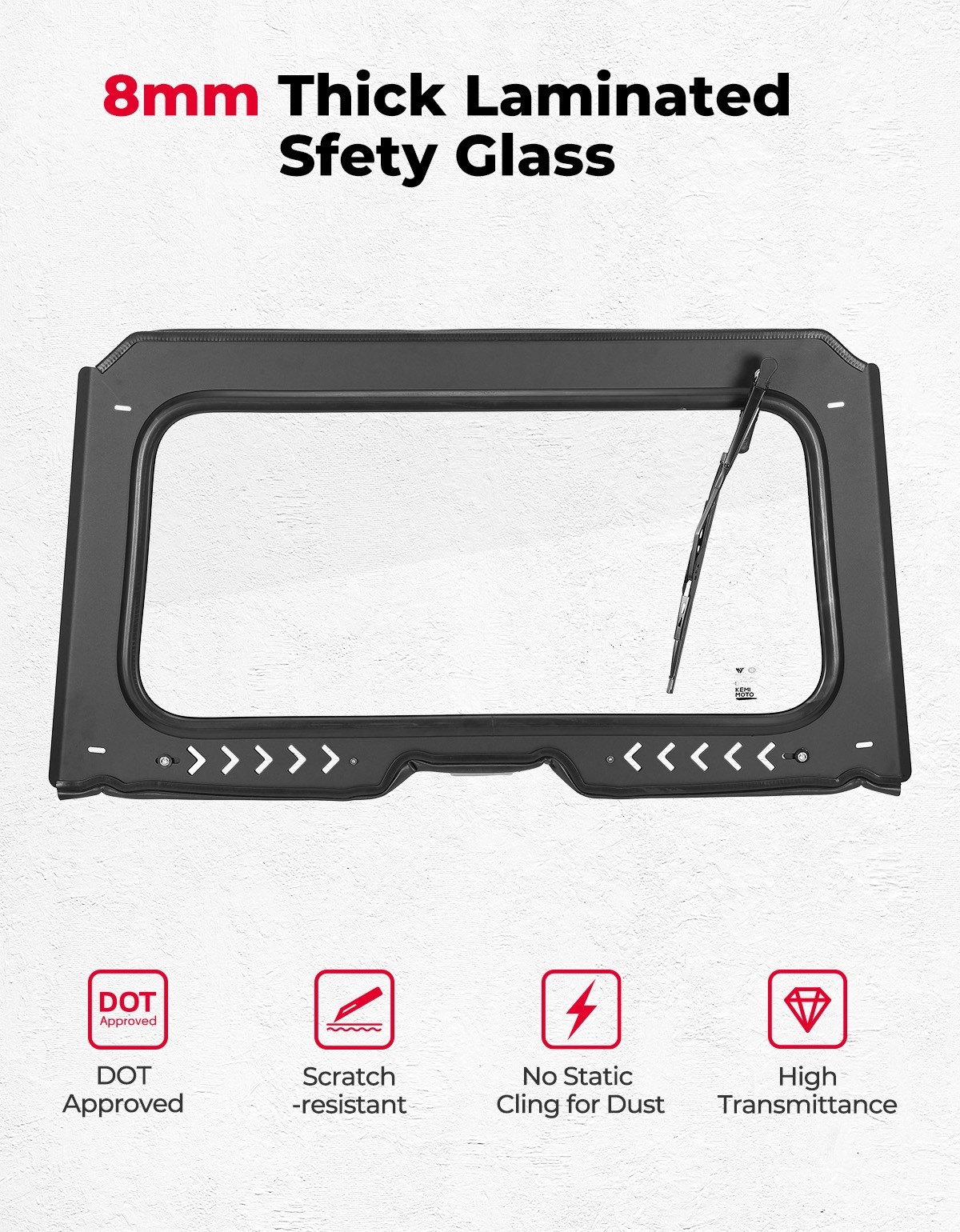 Vented Full Glass Windshield 8MM DOT w/ Wiper for Talon 1000R 1000X 4 2019-2026